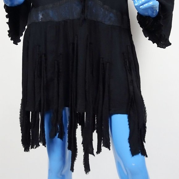 Free People Black Shipwreck Cove Dress M 8 10 Fringe Gypsy Goth Festival Pirate - Picture 5 of 7